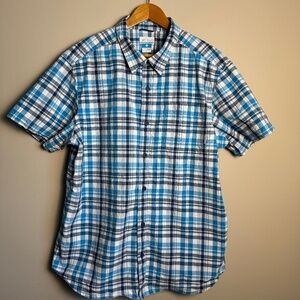 Columbia Men's‎ Short Sleeve Plaid Button Up Shirt Blue X-Large Western Cowboy